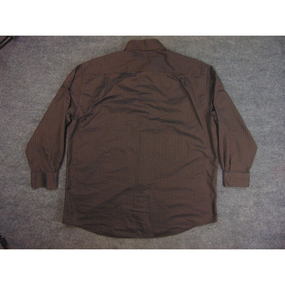 Zanella Shirt Mens 2XL Brown Striped Italy Luxury Business Casual Office Classic - Picture 3 of 9
